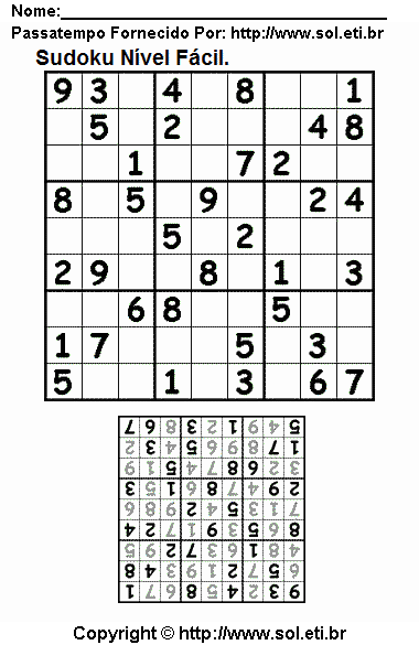 10 Atividades de Sudoku para imprimir  Sudoku para imprimir, Atividades  educativas para imprimir, Sudoku