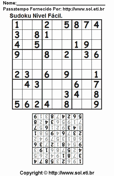 Passatempo Com Números Sudoku Para Impressão. Jogo Nº 755.