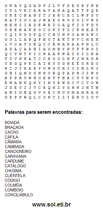 Caça-Palavras - Adjetivos - Português