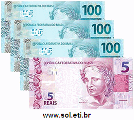 Cédulas de Dinheiro Totalizando 305 Reais