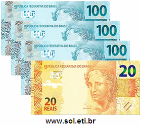 Cédulas de Dinheiro Totalizando 320 Reais