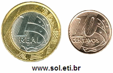 Moedas Totalizando 1 Real e 10 Centavos