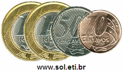 Moedas Totalizando 2 Reais e 60 Centavos