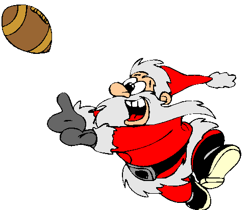 Papai Noel Agarrando Bola Futebol Americano.